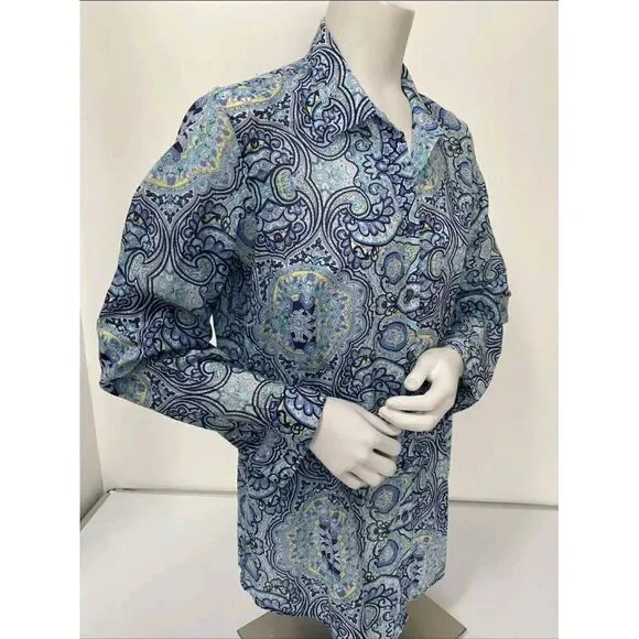 Coldwater Creek Women's Non-Iron Paisley Button Front Long Sleeve Blouse Sz XL - Picture 3 of 8